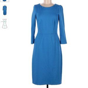 Lands' End Solid Blue Professional Casual Dress